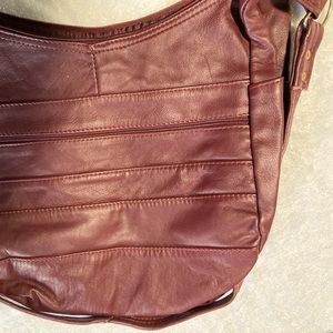 Made in Mexico! Leather bag, large red-brown crossbody